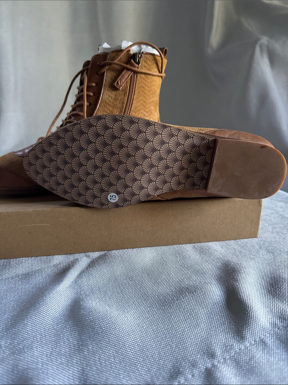 Kelsi Dagger Sedon Two-Tone Tan Lace-Up High-Top Boots - Picture 2 of 4
